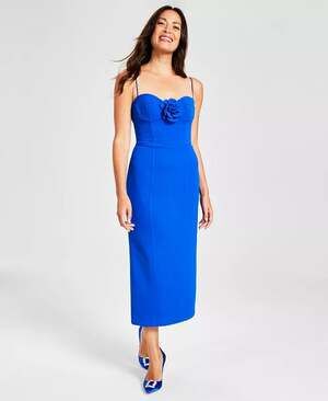 Bardot Women's Gadise Sweetheart Floral Romantic Midi Cobalt Dress Size 2 NWT